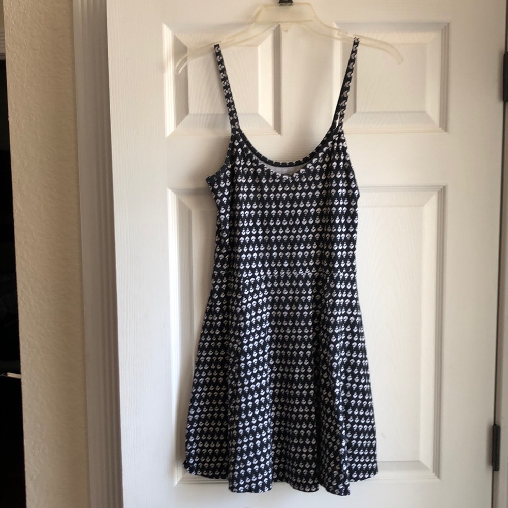 Black and white short summer tank dress.